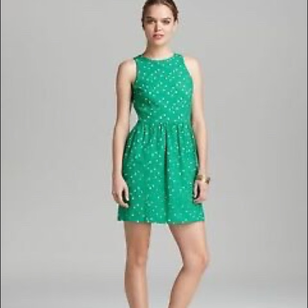 CYNTHIA STEFFE GREEN EYELET MINI DRESS SIZE 2